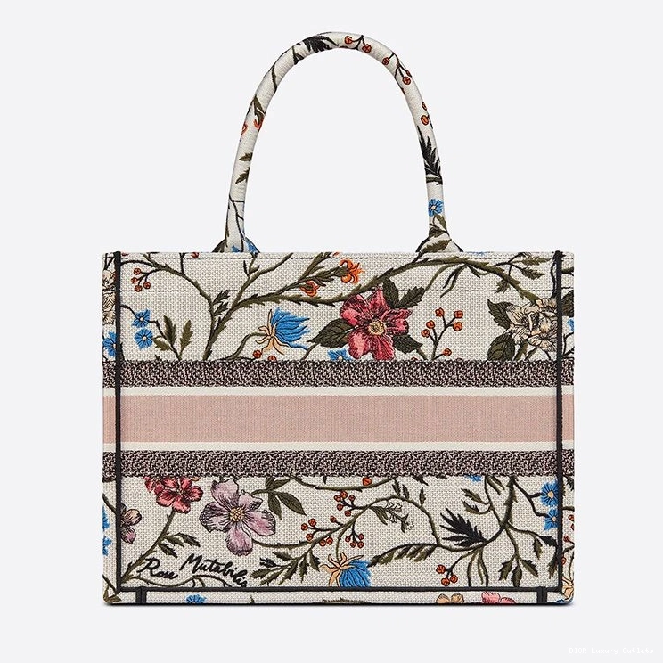 Cheap White Book Canvas Mutabilis Tote Motif Rosa Dior 0717 Luxury